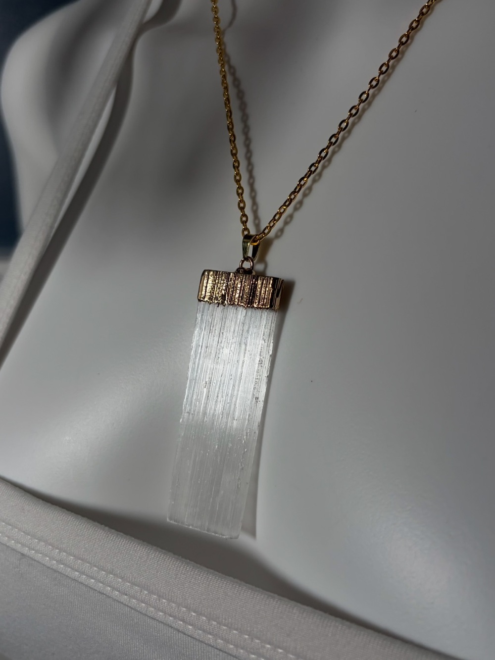 XL Raw Selenite Pendant Necklace